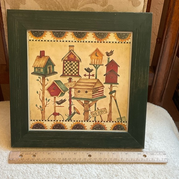 Debbie Mumm Vintage Farmhouse Country Birdhouses Framed Wall Hanging Pictures - Picture 7 of 14